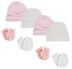 Baby Girls Cap and Infant MIttens - 8 pc Set
