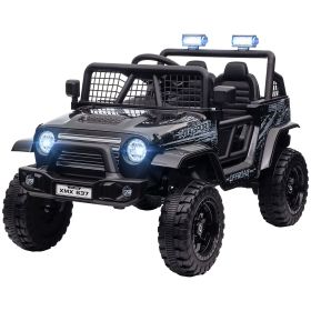 12V Ride on Car, Ride on Truck w/ Remote, 4 Suspension Wheels, 3 MPH Max Speeds, Music, Horn, Lights, Black