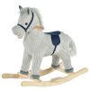 Plush Kids Rocking Horse in Gray White, Toddler Ride-On Toy for 36-72 Months, Soft & Safe, Perfect Gift for Boys & Girls