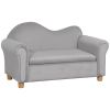 Ergonomic Gray Foam Kids Sofa Velvet Lounge with Inner Toy Storage Soft Arms Childrens Couch