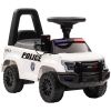 White Ride-On Push Police Car for Toddlers, Foot-to-Floor Sliding Toy, Hidden Storage, Removable Backrest for Ages 1.5-5