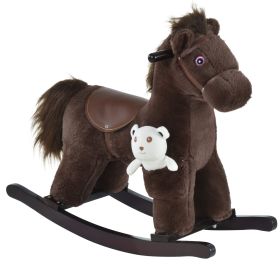 Brown Plush Rocking Horse for Toddlers, Nursery Rocker with Animal Sounds, Cozy & Soft Toy for Playtime, 18-36 Months