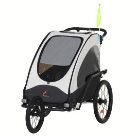 Child Bike Trailer 3 In1 Foldable Baby Trailer Transport Carrier with Shock Absorber System Rubber Tires Adjustable Handlebar
