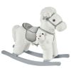 White Plush Rocking Horse with Bear Toy for Kids, Soft & Fun Sound Rocker, Ideal for Nursery & Playtime