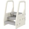 Adjustable 3 Step Toddler Tower with Handles, Non-slip Surface & Foot Pads, Gray