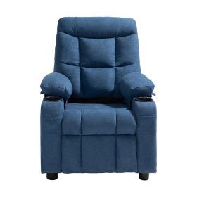 Kids Reclining Chair, Toddler Recliner with Cup Holders and Pockets, 107° to 126° Adjustable Backrest