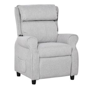 Adjustable Kids Recliner Light Grey Childrens Sofa with Footrest Side Pockets for Ages 3-5 Nursery Furniture