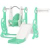 4 in 1 Toddler Slide and Swing Set for Ages 1.5-4, Toddler Playset Playground with Climber, Basketball Hoop, Green