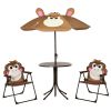 Kids Outdoor Table & Chair Set, Folding Garden Furniture with Adjustable Umbrella for Patio, Fun & Durable, 3-6 Years