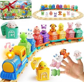 Toddler Boy Girl Toys 1-2-3, Train Set for Toddlers 2-4 with Music & Light, Toys for 1 2 3 Year Old Boy Girl