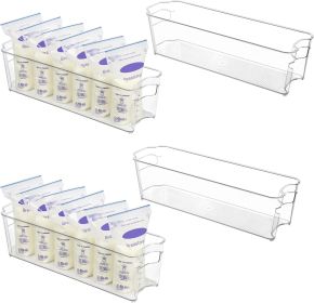 Breastmilk Storage Container 4PCS Set, Clear Freezer and Fridge Organizer Bins, Plastic Storage Bins for Breast Milk, Baby Pouches, Formula