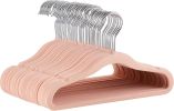 Kids Space Saving Velvet Non-Slip Clothes Hangers with Shoulder Notches for Infant and Toddler, 11.6", Blush, 50-Pack