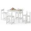 Kids Wooden Table and Chairs Set (1 Table + 4 Chairs), Rubber Wood Toddler Activity Set (White)