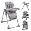 Gray Baby High Chair Adjustable Height/Backrest/Footrest Foldable with Wheels