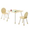 Kids Table and 2 Chairs Set, Toddler Table and Chair Set with Rounded Edge Design & Graffiti Desktop, Wooden Desk for Art, Craft, Reading, Learning