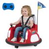 Red 5-Point Seat Belt Kids Bumper Car with Flashing Lights & Music, Safe 0.7-1.2 MPH Ride-On Toy for Boys & Girls