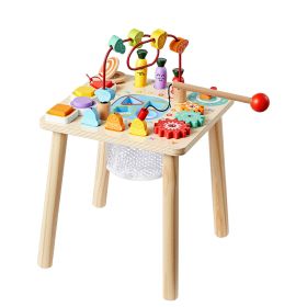 Montessori Activity Table for Toddler 1-3 Years Old, 8 in 1 Wooden Learn Activity Desk, Baby Play Table for Boys & Girls Aged 6+ Months
