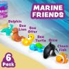 Tub Works® Marine™ Mold Free Bath Toys, 6 Pack | Sealed, No Hole Bath Toys Design Keeps Moisture Out | Soft