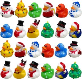 24 Pack Christmas Rubber Ducks Bath Toys for Kids Boys Girls Toddlers Christmas Party Favors Stocking Stuffers Gifts