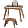 Kids Piano Keyboard, 37 Key Wooden Digital Piano for Kids, Mini Music Educational Instrument Toy Set with Realistic Sound, Dual Power