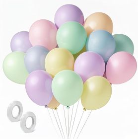 Pastel Balloons Latex Pastel Birthday Decorations 100 Pack 12 inch Round Helium Multicolor Macaron Rainbow Decor for Birthday Rainbow Party Baby Showe