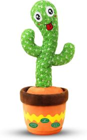 Talking and Dancing Cactus Toy, Mimics Sounds, Plays English Nursery Songs, USB Rechargeable, Soft Plush, LED Lights