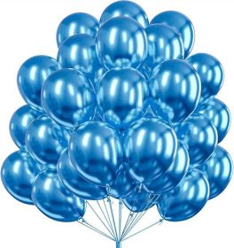 PartyWoo Metallic Blue Balloons 50 pcs 12 Inch Chrome Blue Latex Helium Balloons for Graduation Wedding Baby Shower Engagement Wedding Gender Reveal B