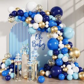 Navy Blue White Gold Balloon Garland Arch Kit