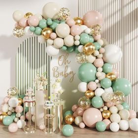Pastel Green Pink White Gold Balloon Arch Kit
