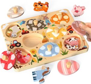 Wooden Puzzles for Toddlers, 8 Pcs Farm Animal Matching Egg Puzzle, Montessori Toys for Boy Girl Easter Birthday Gifts
