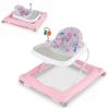 Pink Foldable Baby Walker with Detachable Tray & Shape Sorter Toys, 3-Level Height Adjustable for 6-12 Months