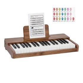 Kids Piano Keyboard, 37 Keys Wooden Digital Piano for Kids, Mini Music Educational Instrument Toy with Realistic Sound, Dual Power