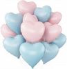 Pink Blue Heart Balloons,12Pcs Baby Pink Heart Shaped Foil Balloons