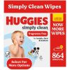 Simply Clean Unscented Baby Wipes, 12 Flip-Top Packs, 864 Total Count (Select for More)