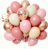 Dusty Pink Balloons 66pcs 12 Inch Blush Rose Pink Metallic Rose Gold Nude Boho White Sand Confetti Balloons for Baby Shower Birthday Gender Reveal Wed