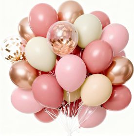 Dusty Pink Balloons 66pcs 12 Inch Blush Rose Pink Metallic Rose Gold Nude Boho White Sand Confetti Balloons for Baby Shower Birthday Gender Reveal Wed