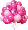 Pink Balloons, 67pcs 12 Inch Hot Pink Balloons Metallic Chrome for Birthday, Baby Shower, Wedding, Valentine's Day and Princess Party Decoration