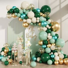 Green Gold White Balloon Arch Kit
