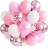 Pink and White Balloons 66pcs 12 Inch Light Pastel Baby Metallic Pearl Pink Matte White Confetti Balloons for Gender Reveal Wedding Bridal Girl Baby S