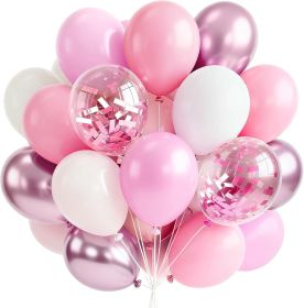 Pink and White Balloons 66pcs 12 Inch Light Pastel Baby Metallic Pearl Pink Matte White Confetti Balloons for Gender Reveal Wedding Bridal Girl Baby S