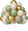 Sage Green Gold White Balloons, 67pcs 12 Inch Sand White and Green Gold Confetti Party Balloons for Baby Shower, Safari, Birthday, Graduation