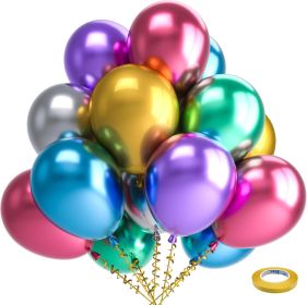 Metallic Chrome Latex Balloons, 100 Pack 12 inch Assorted Balloons Colorful Party Balloons for Birthday Bridal Shower Wedding Decorations