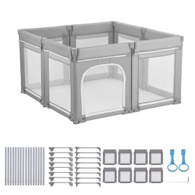Baby Playpen, 47.2″ x 47.2″ Foldable Toddlers Playpen, Indoor/Outdoor Baby Fence Play Yard with Zippered Door & Soft Breathable Mesh