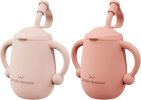 Pack of 2 Silicone Baby Training Cup, Shatterproof Toddler Sippy Cups with Straw, Open Cup for Baby, 6+ Months 5 Oz