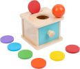 Montessori Infant Toddlers Coin Box Montessori Toys Babies (2 in 1,Coin&Ball, Blue Door)