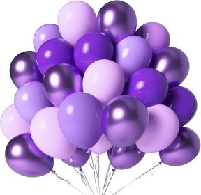 Purple Balloons 100 Pack 12 Inch Metallic Chrome Light Purple Lavender Lilac Balloon for Girl Birthday Wedding Anniversary Baby Shower Party Decoratio