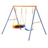 Swing Sets for Backyard, 440lbs Load Capacity Swing Set, with 1 Saucer Swing Seat, 1 Belt Swing Seat