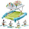4-in-1 Baby Walker, Foldable Baby Activity Center on Wheels, 3 Adjustable Height, Music & Toys Tray