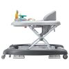 VEVOR 4-in-1 Baby Walker, Foldable Baby Activity Center on Wheels, 3 Adjustable Height, Music & Toys Tray