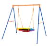 Swing Sets for Backyard, 440lbs Load Capacity Swing Set, 40" Saucer Swing Seat with Heavy Duty A-Frame Metal Swing Stand and Adjustable Rope